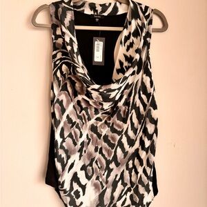 Grey & Black  Print Tank Top Blouse